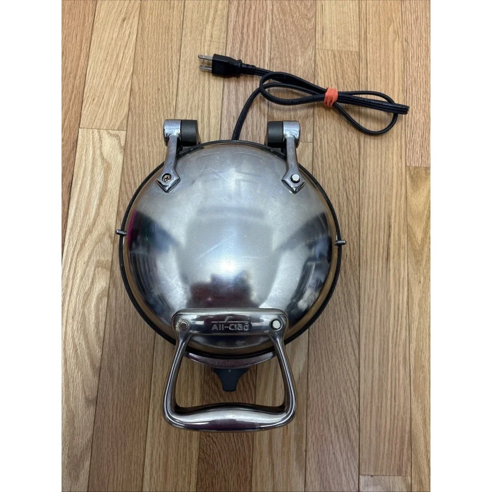 All Clad Waffler 1 Waffle Maker 6071 Stainless Steel Round Iron Tested Working